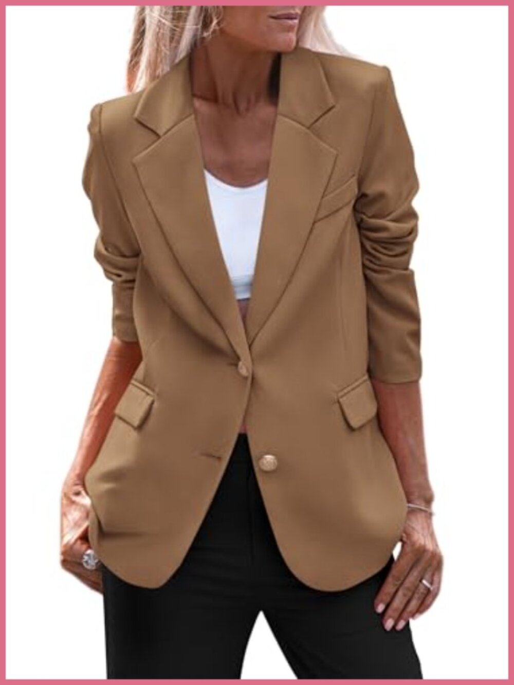 Womens Notch Lapel Blazer Long Sleeve Business Casual Work Jacket